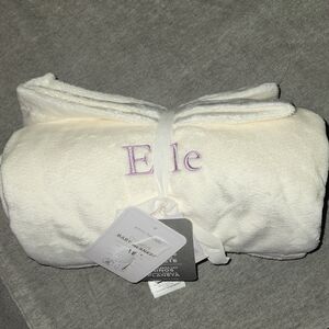 Nwt- Pottery Barn Baby Chamois Baby blanket Personalized Elle